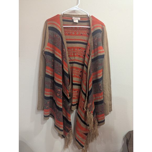 Waterfall style open knit Southwestern style cardigan by Flying Tomatoes, L - Picture 1 of 9